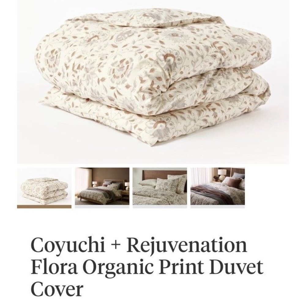 COYUCHI /Rejuvenation Sedona Organic Percale DUVET COVER Tan Gray KING